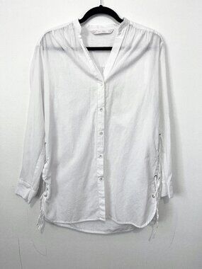 Zara Button Up White Top with Strings on the Sides
